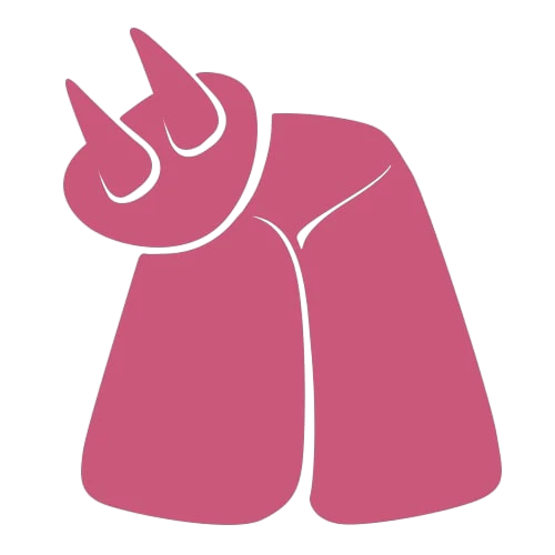 Jednoduchá stylizovaná růžová ilustrace kravského vemene se dvěma viditelnými struky, zobrazená v minimalistickém a abstraktním designu na čistém pozadí.