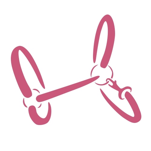 Minimalistická ilustrace růžového pejska z balónku vytvořená jednoduchými zakřivenými liniemi na bílém pozadí.