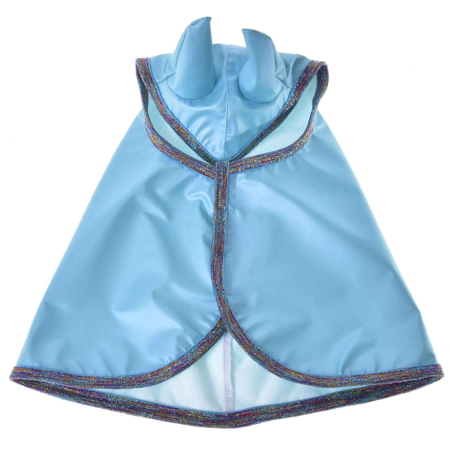 Pláštěnka Light Blue od Hobby Horse LarDen s třpytivým lemováním a dvěma špičatými rohy, vhodná do každého počasí a ideální jako kostým pro děti nebo domácí mazlíčky – skvělá pro nápaditou hru a Hobby Horse dobrodružství.