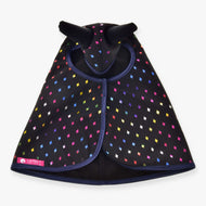 Pláštěnka pro Hobby Horse Sparkling Queen od LarDen z černého PES s barevným diamantovým vzorem a tmavě modrým lemováním
