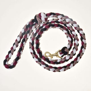 Hobby Horse - pletené vodítko černá/bílá/bordeaux